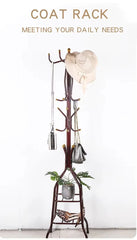 Coat Stand Rack Freestanding Clothes Hats Metal Clothes Hanger Cloth Drying Rack Indoor Storage Floor Drying