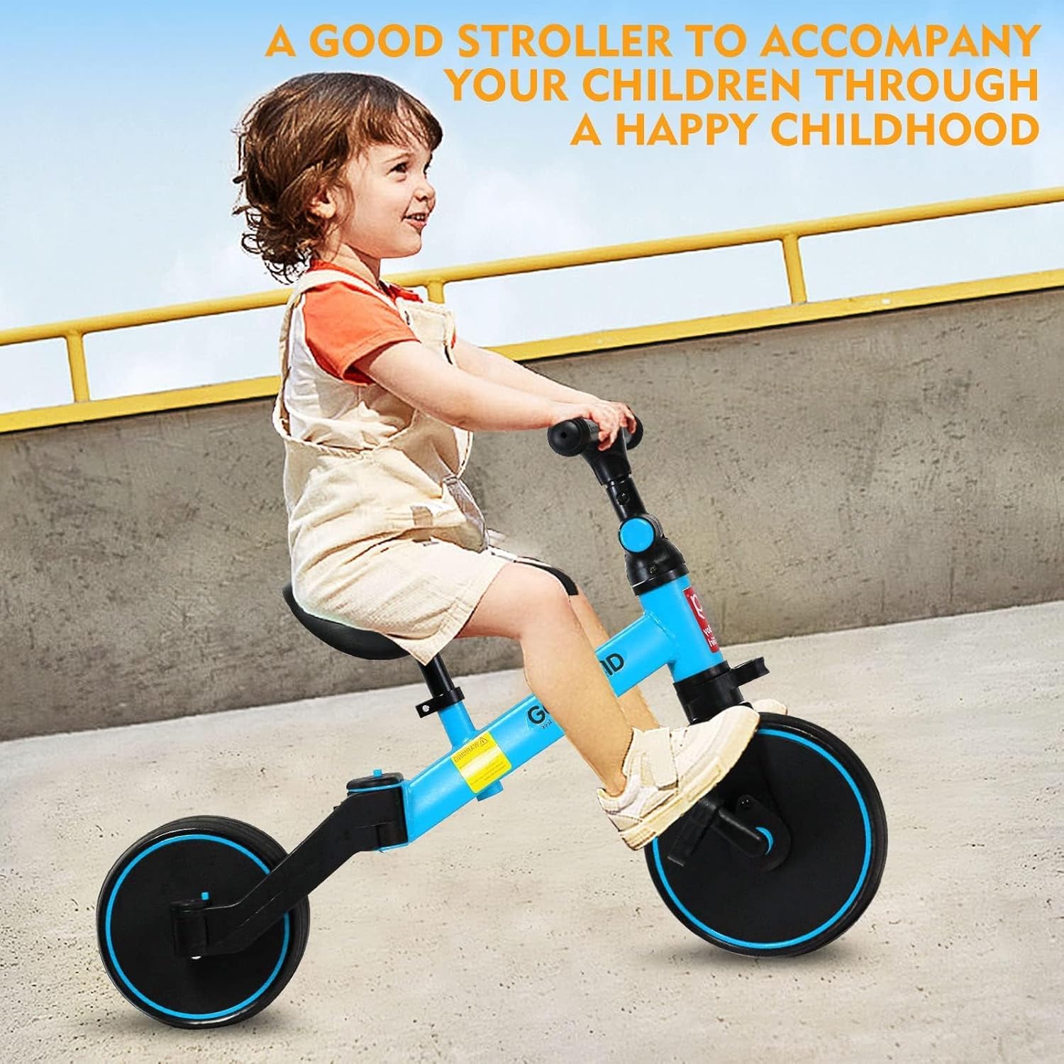 4 in 1 Kids Balance Bike Tricycles for 1.5-5 Years, Toddlers Trike with Adjustable Seat Indoor Outdoor