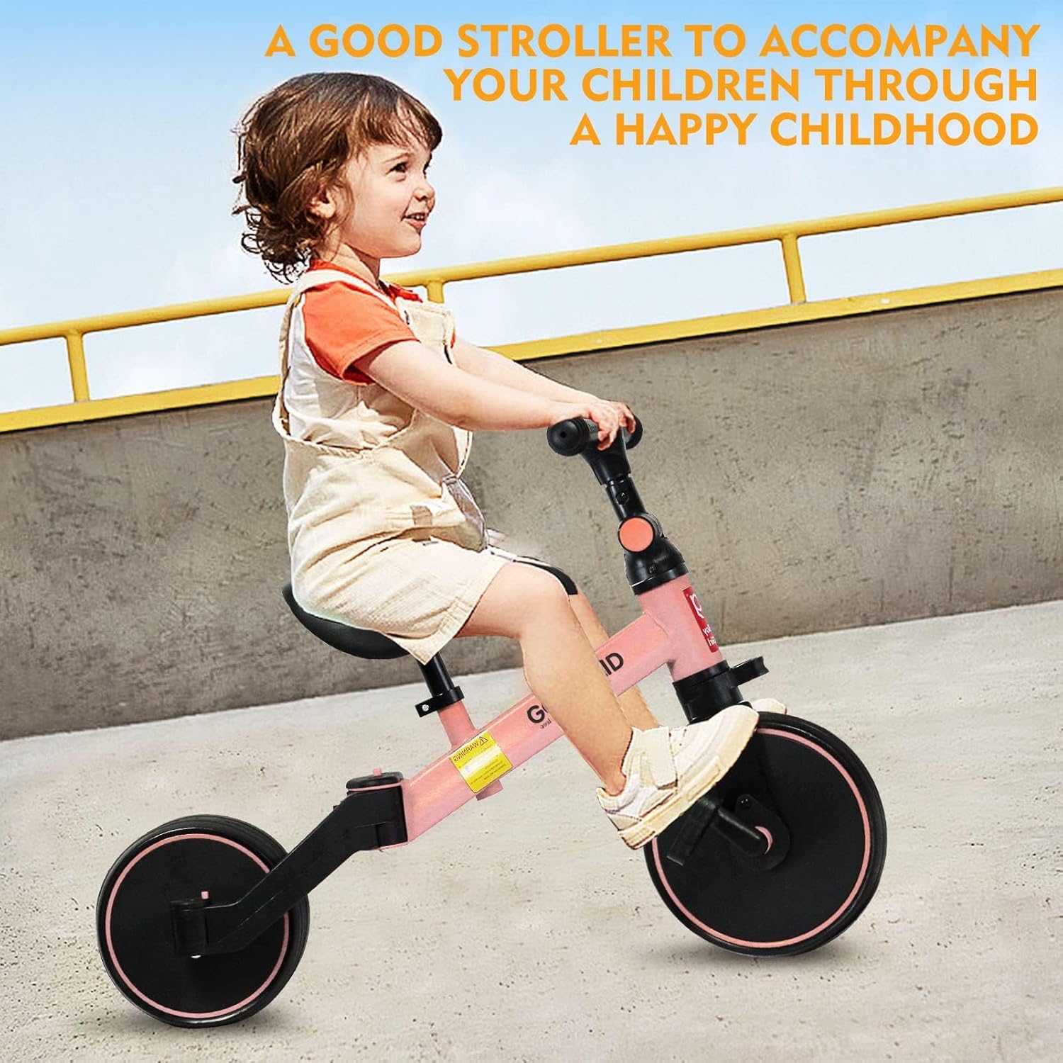 4 in 1 Kids Balance Bike Tricycles for 1.5-5 Years, Toddlers Trike with Adjustable Seat Indoor Outdoor