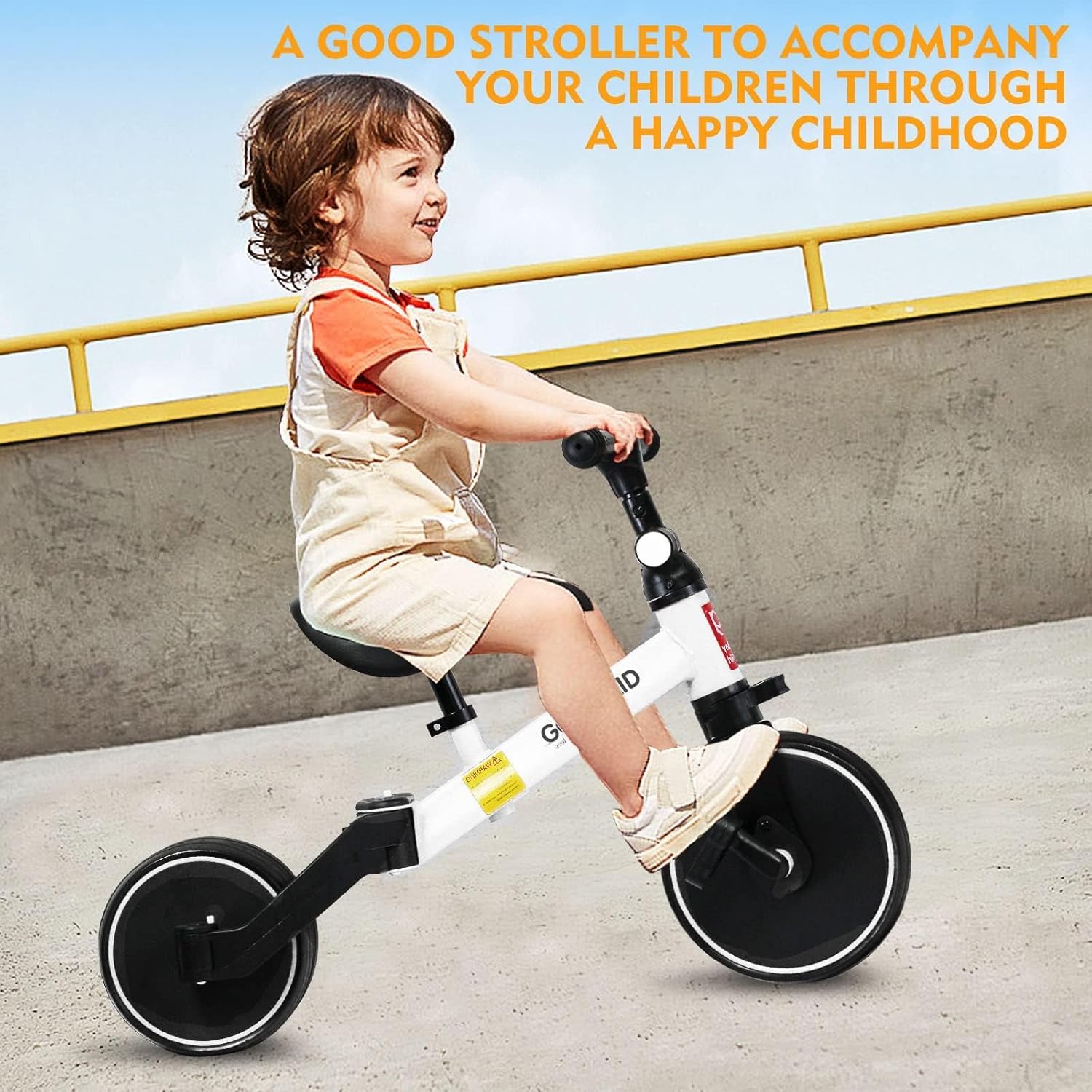 4 in 1 Kids Balance Bike Tricycles for 1.5-5 Years, Toddlers Trike with Adjustable Seat Indoor Outdoor