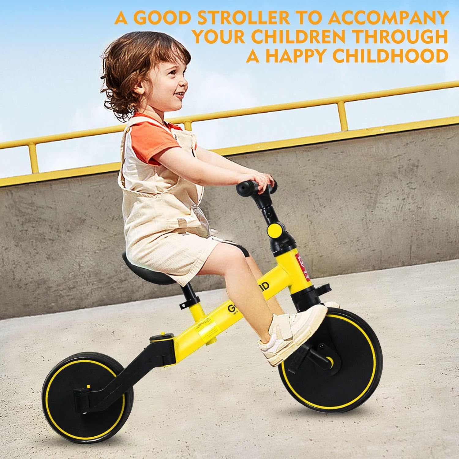 4 in 1 Kids Balance Bike Tricycles for 1.5-5 Years, Toddlers Trike with Adjustable Seat Indoor Outdoor