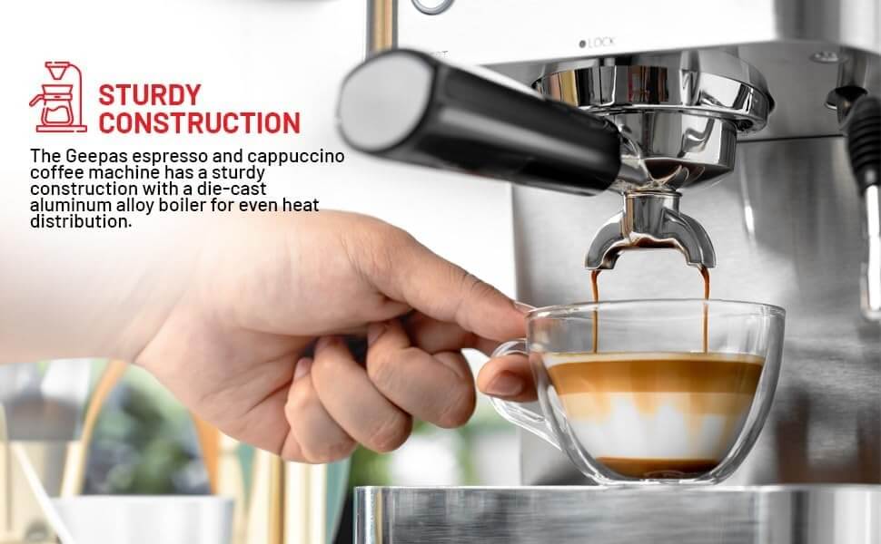 Professional Espresso & Cappuccino Machine – Craft Café-Quality Drinks with Durable Die-Cast Boiler & 1.8L Detachable Tank