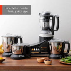 Super Mixer Grinder, 1000W, Mx-Ac400, Black, 3 Stainless Steel Jars, 1 Juicer Jar